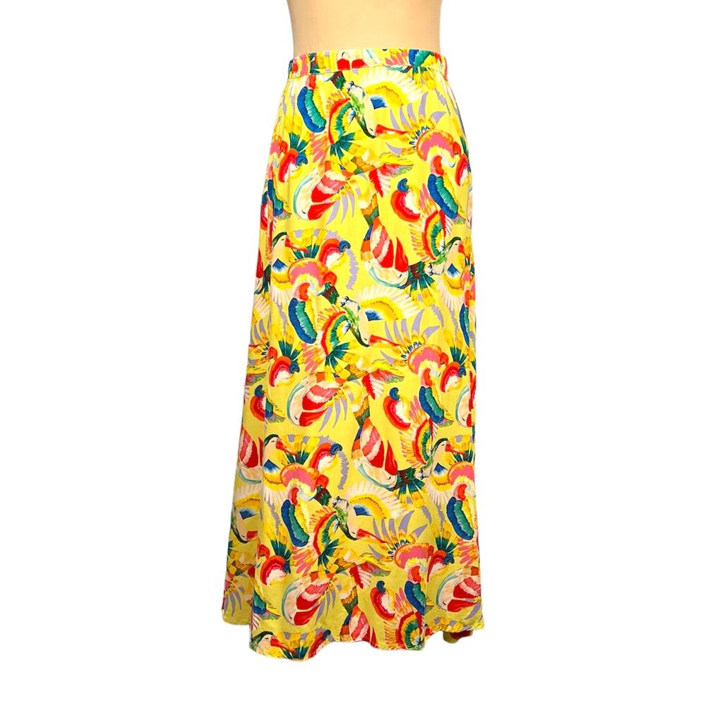 PHILOSOPHY 100% Viscose Tropical Parrot Maxi Skirt  M